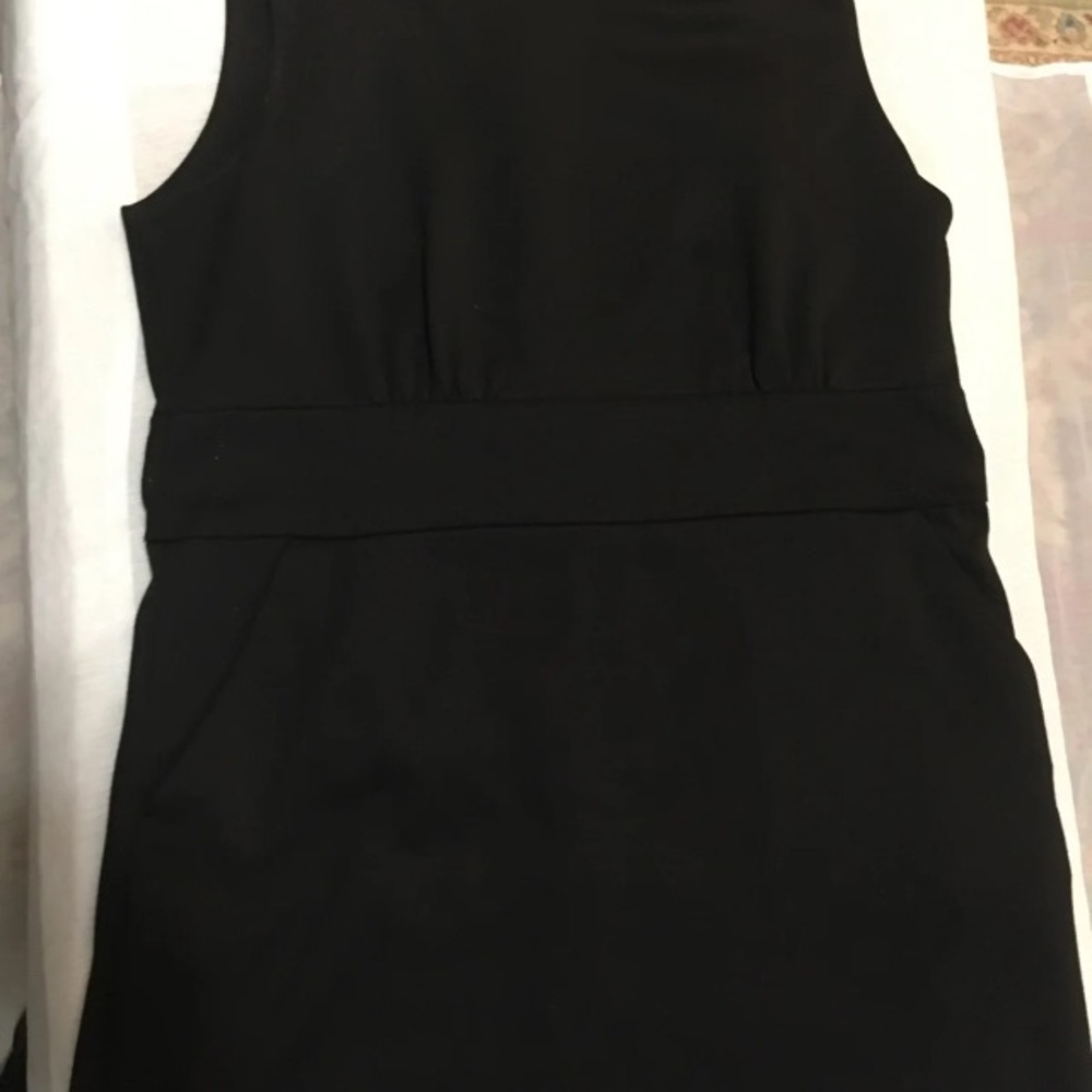 Lined warm black stretch dress with pockets